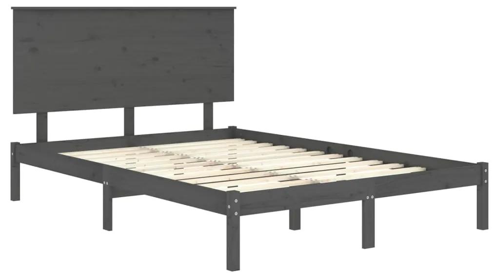 Cadru de pat, gri, 140x190 cm, lemn masiv de pin Gri, 140 x 200 cm