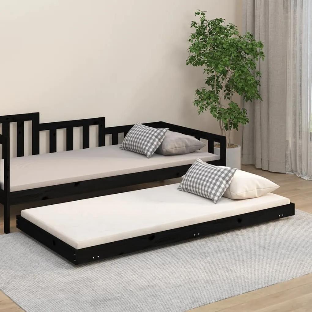 823513 vidaXL Cadru de pat, negru, 75x190 cm, lemn masiv de pin