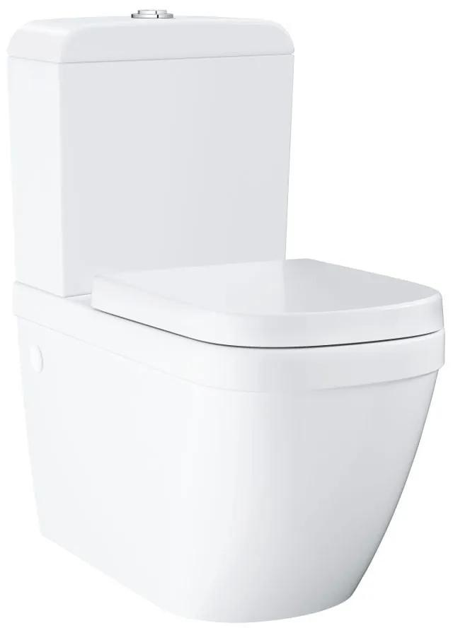 Set vas WC Euro Ceramic 3946200H, montare pe podea, rimless, dubla spalare, alb- 3946200H