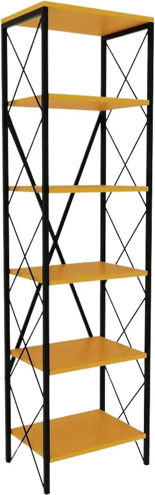 Etajera SUADIYE, galben/negru, PAL melaminat/metal, 50x30x180 cm