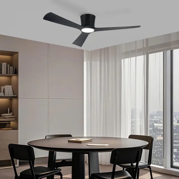 ZEVENTI - Ventilator de tavan AUREX LED, 24 W, 230 V, Wi‑Fi Tuya, negru, cu telecomandă