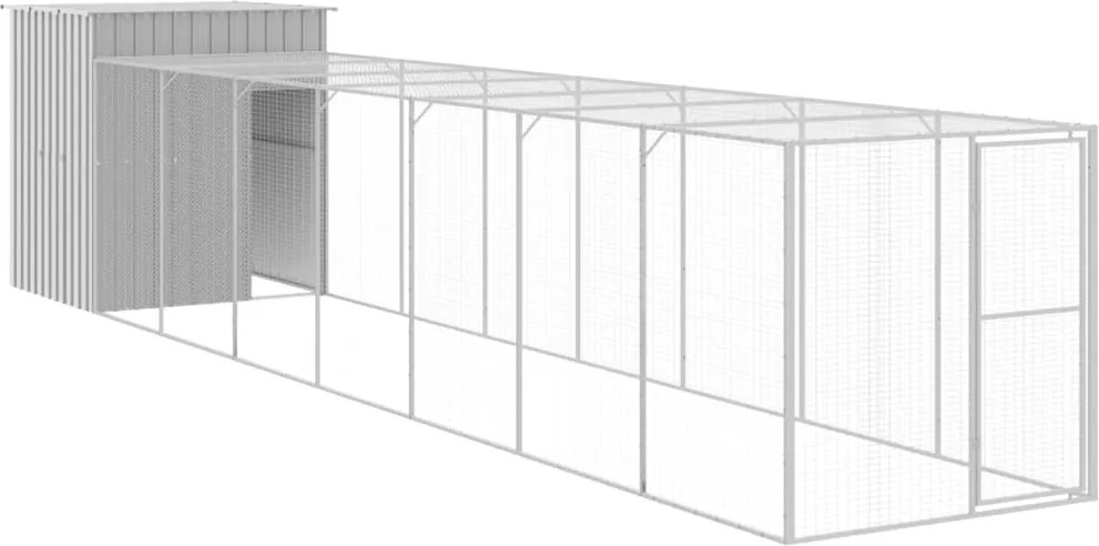 vidaXL Coteț pui cu incintă gri deschis 165x863x181 cm oțel galvanizat