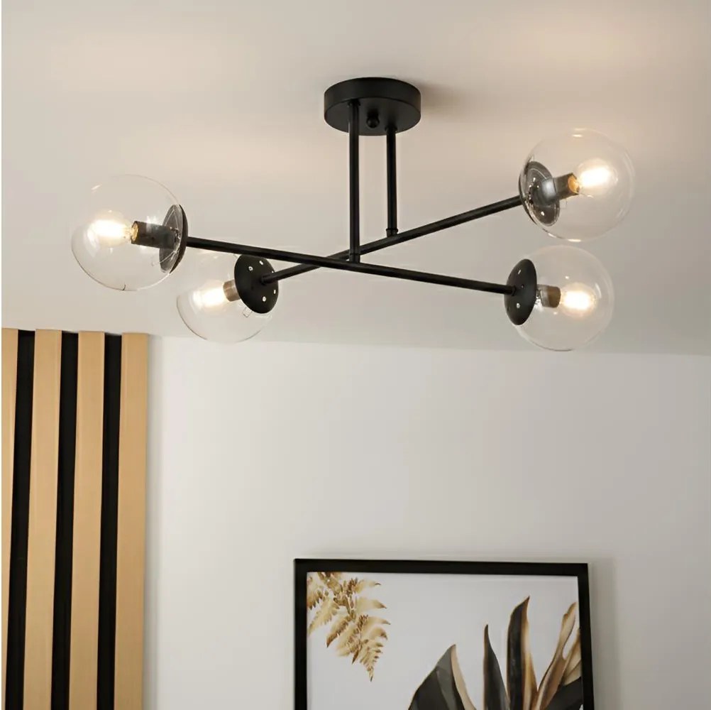 Brilagi - Lustru aplicat MALIVA 4xE14/15W/230V negru/transparent