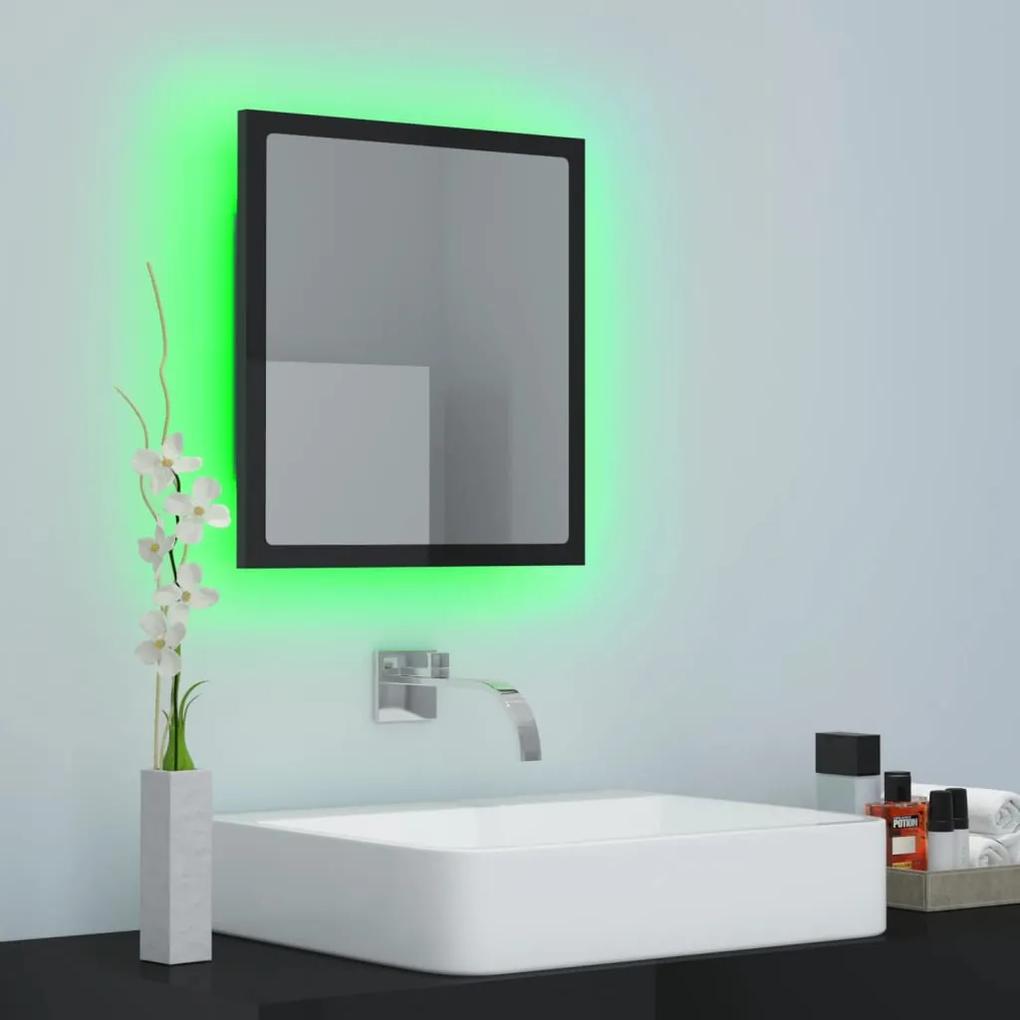Oglinda de baie cu LED, negru extralucios, 40x8,5x37 cm negru foarte lucios
