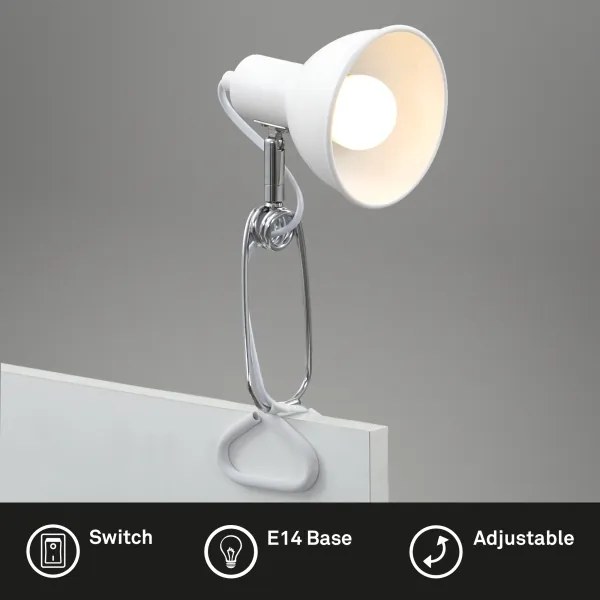 Lampă cu clemă FIX 1xE14/8W/230V alb Briloner 2790-016