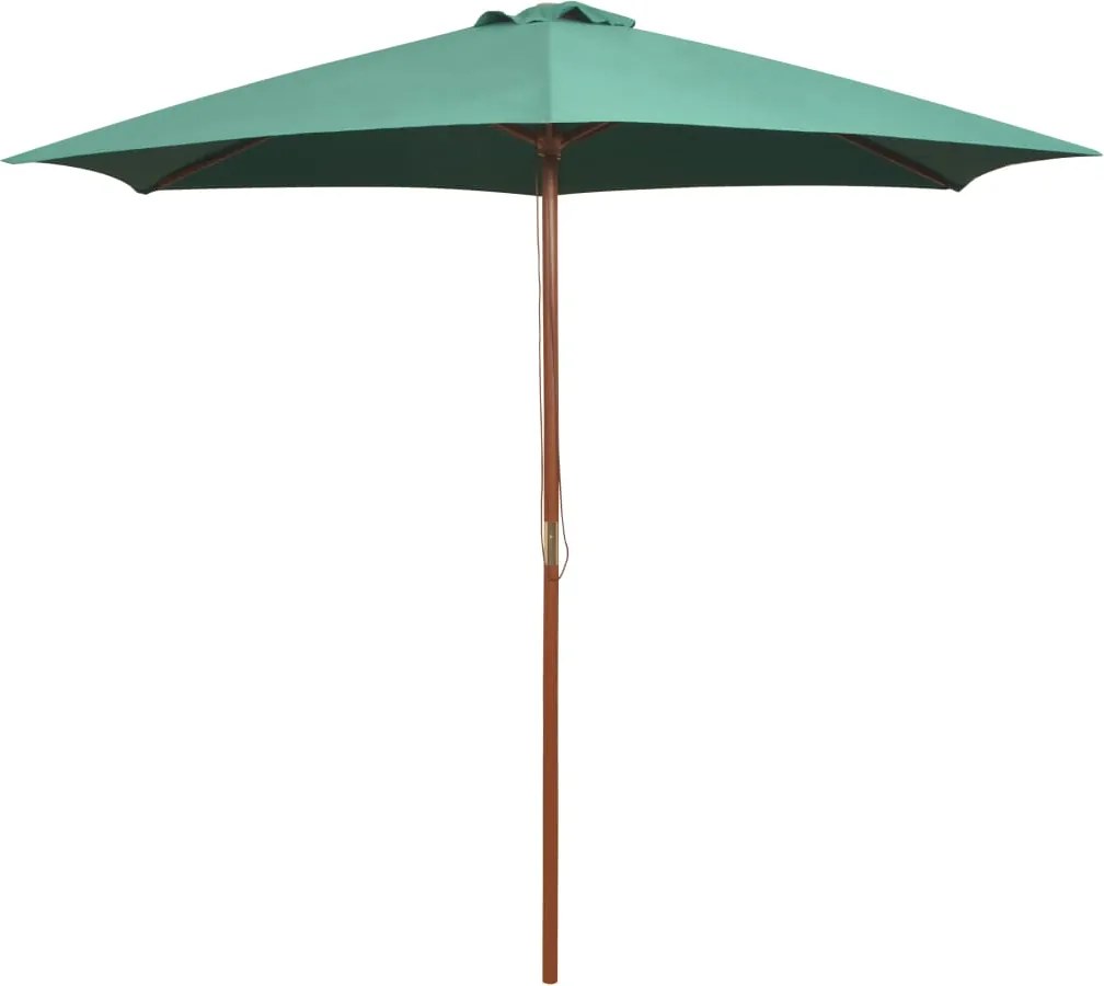 vidaXL Umbrelă de soare cu stâlp de lemn 270 x 270 cm, verde