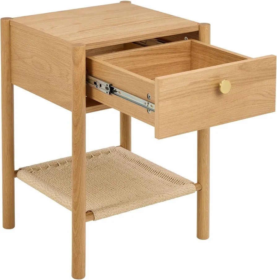 Noptieră în culoare naturală deschisă cu aspect de lemn de stejar Monfort – Actona