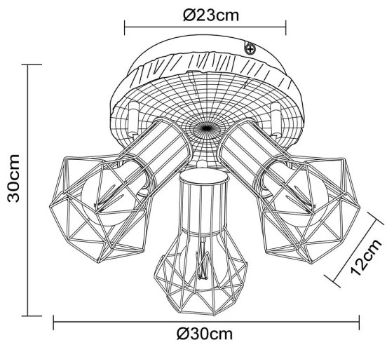 Spot PRISKA 3xE27/60W/230V Globo 54017W-3