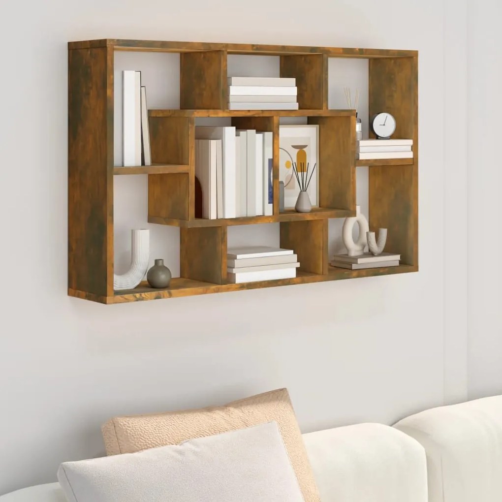 vidaXL Raft de perete, stejar fumuriu, 85x16x52,5 cm, lemn compozit