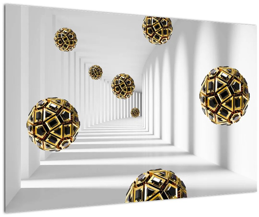 Tablou abstract cu mingi de fotbal (90x60 cm)
