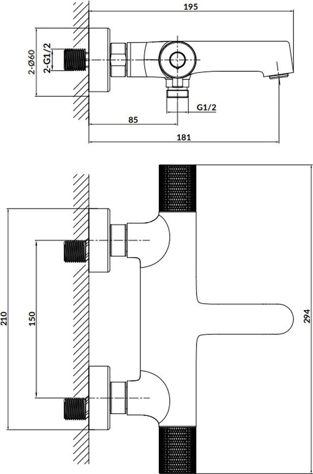 Baterie cada termostatata, bronz periat, Cersanit Zen Bronz periat