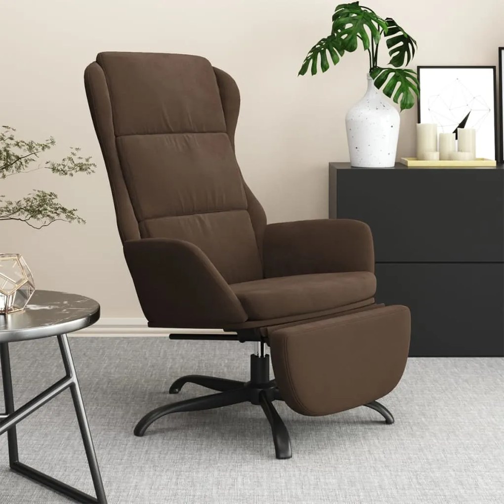 3097925 vidaXL Scaun de relaxare cu suport de picioare, maro, microfibră