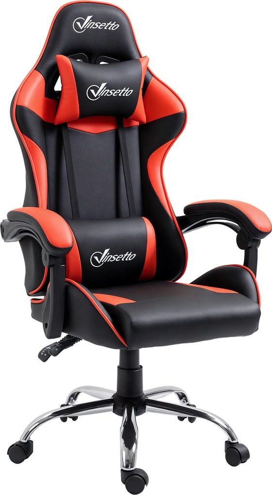 Vinsetto Fotoliu gaming fotoliu de birou chaise gamer cu suport pentru cap ergonomic înălțime reglabilă spătar inclinabil până la 135° | Aosom Romania
