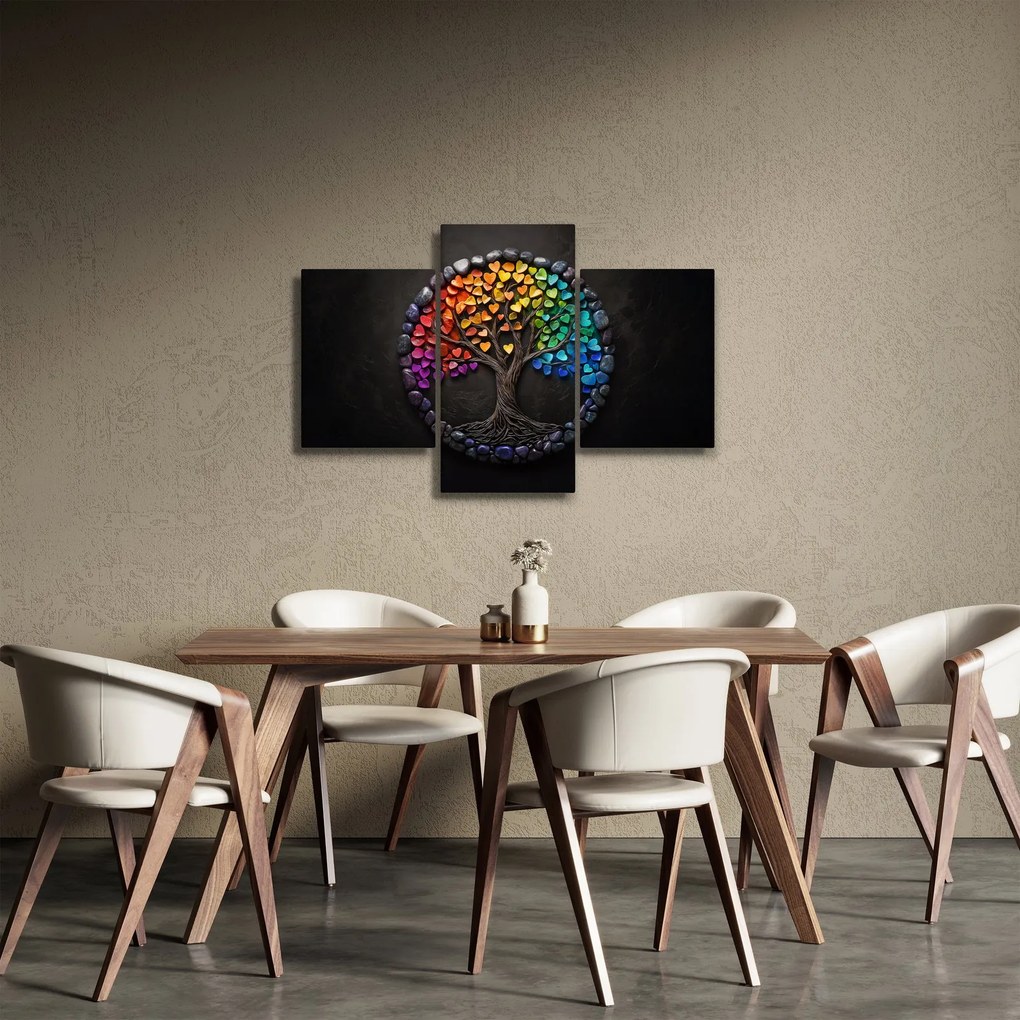 Tablou – Arbore plin de inimi colorate (90x60 cm)