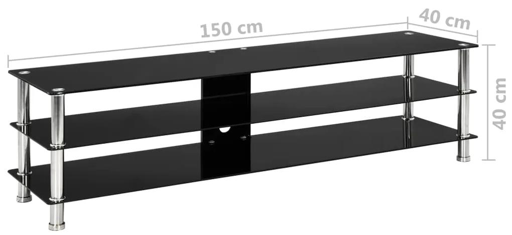 Stativ TV, negru, 150x40x40 cm, sticla securizata 1, Negru, 150 x 40 x 40 cm