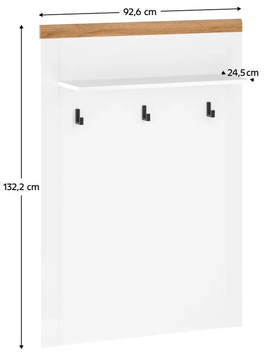 Perete cuier Valgo 90 (alb + Stejar wotan). 1075515