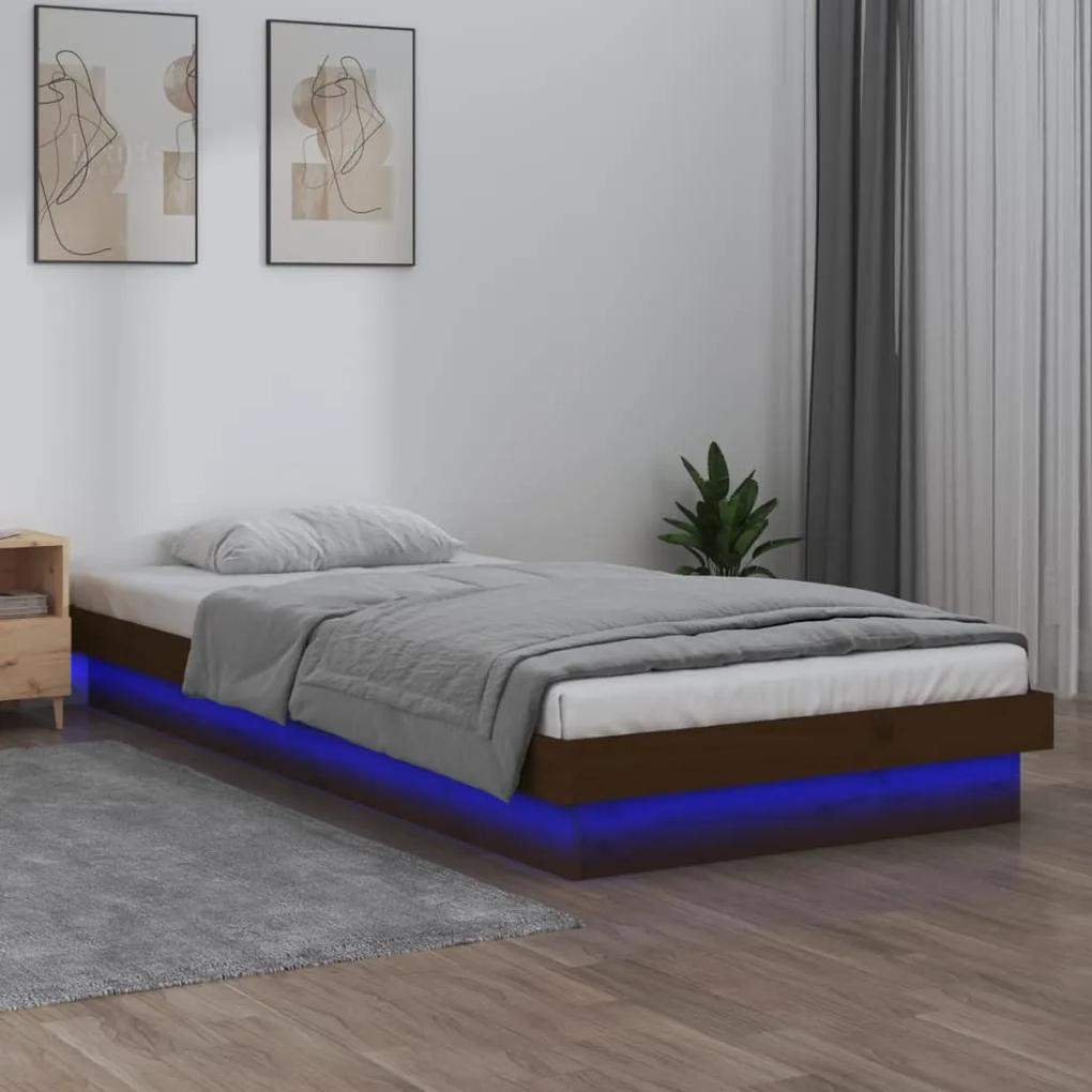 819965 vidaXL Cadru de pat cu LED, maro miere, 100x200 cm, lemn masiv