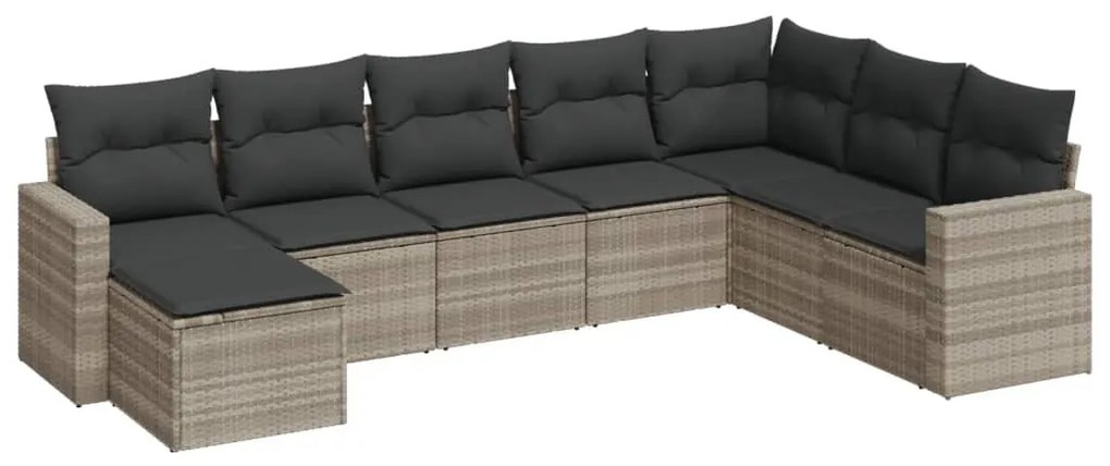 3251699 vidaXL Set mobilier de grădină cu perne, 8 piese gri deschis poliratan