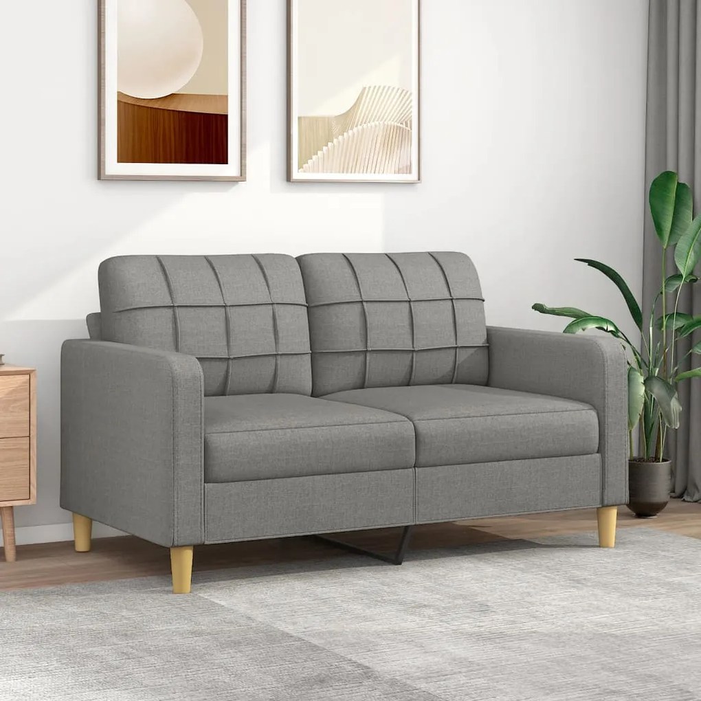 348614 vidaXL Canapea cu 2 locuri, gri închis, 140 cm, material textil