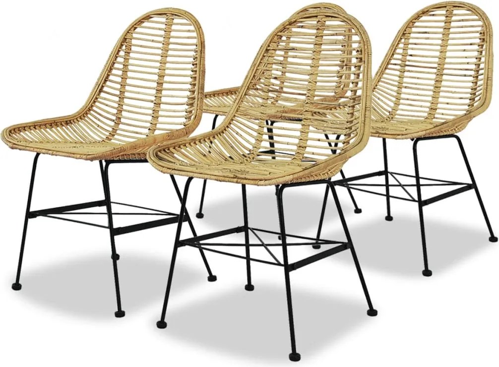 vidaXL Scaune de bucătărie, 4 buc., ratan natural