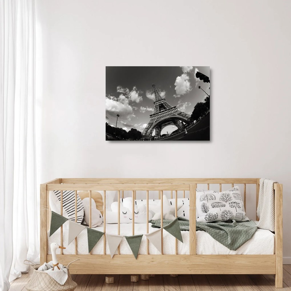 Tablou pe sticlă - Turnul Eiffel din Paris (70x50 cm)
