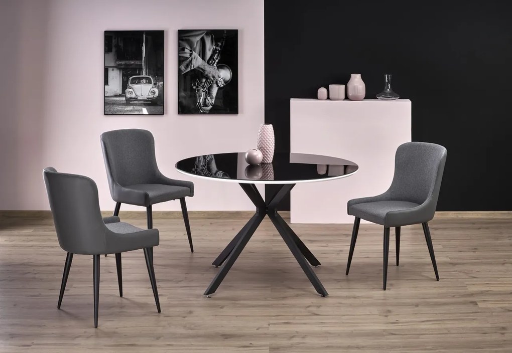Masa rotunda MDF + sticla + metal Avelar - d 120 x h 76 cm