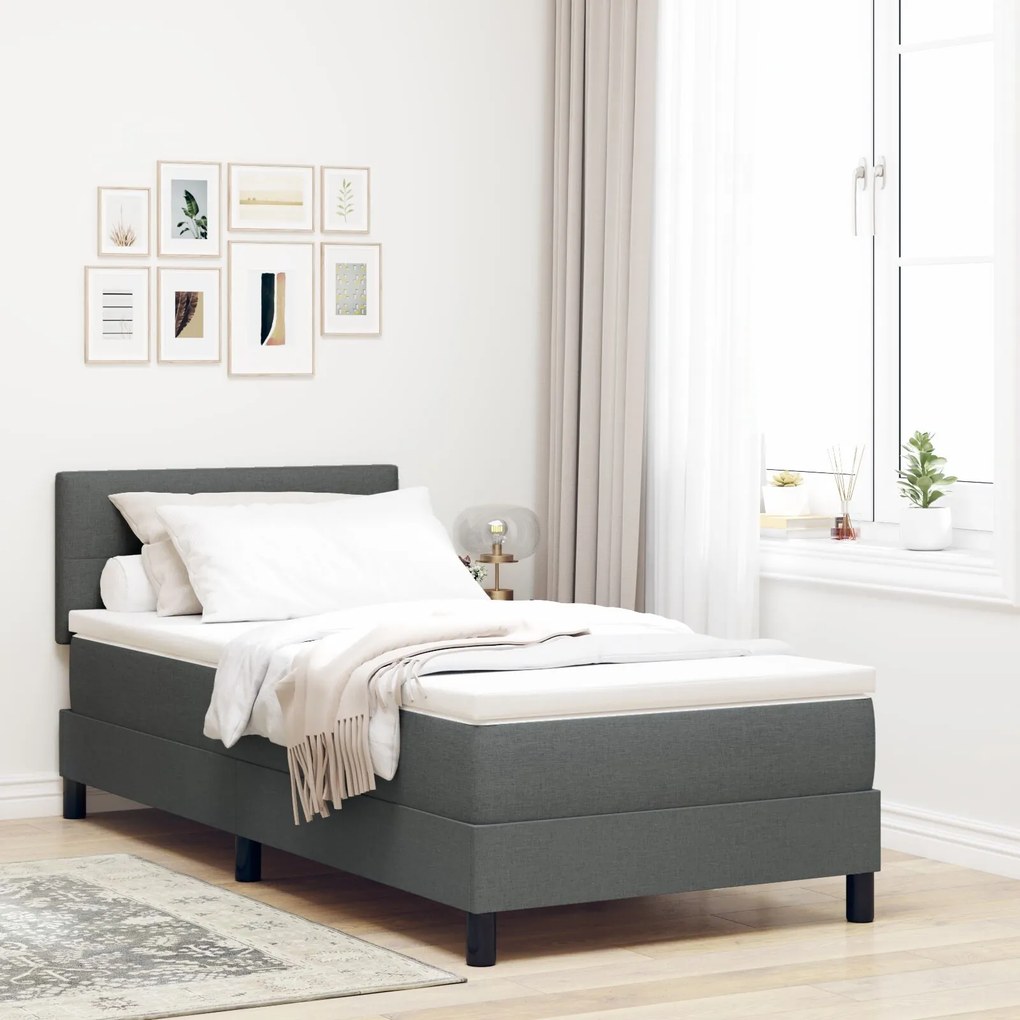 vidaXL Pat boxspring cu saltea Gri închis 80 x 200 cm țesătură