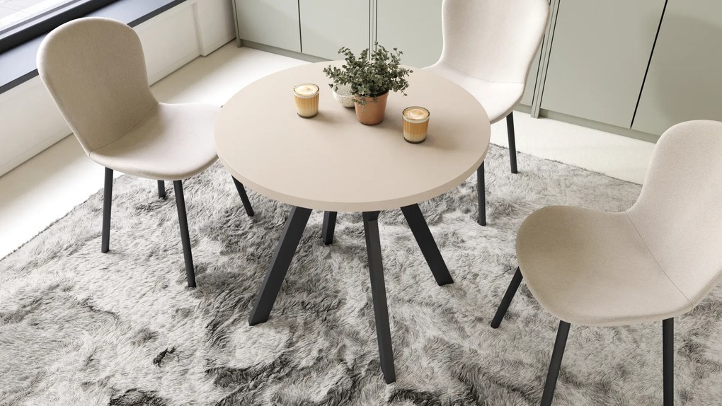 Mazzoni ALMO 80 Bej (Șampanie)/picioare negre - MASĂ ROTUNDĂ CU PICIOARE Y LOFT/INDUSTRIAL PENTRU BUCĂTĂRIE LIVING SAU SUFRAGERIE