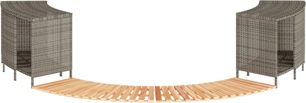 vidaXL Împrejmuire cadă cu hidromasaj, gri, poliratan / lemn acacia