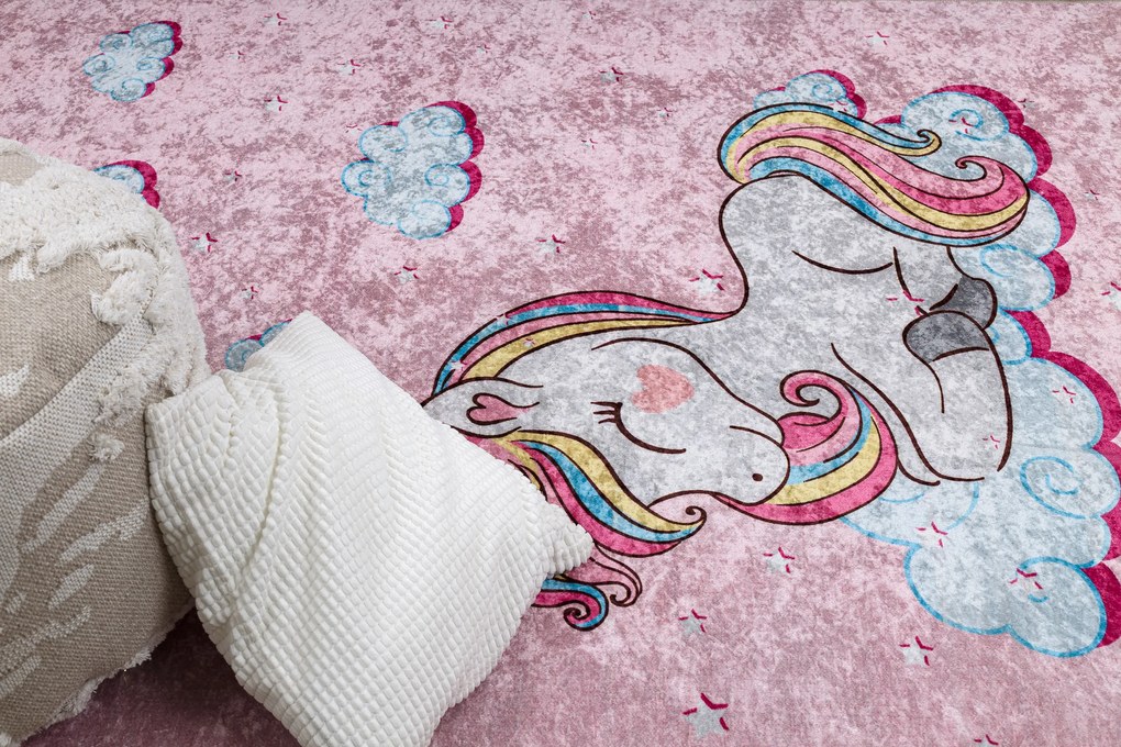 JUNIOR 51855.804 covor lavabil Inorog, nori pentru copii anti-alunecare - roz - SECUNDAR-COTATI PRODUSUL