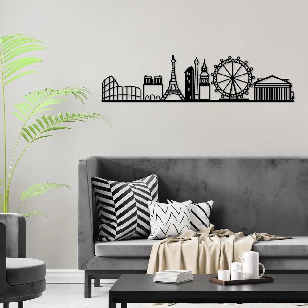 Decorațiune de perete din metal 120x29 cm Cities – Wallity