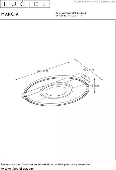 Lucide 53100/30/30 - Plafonieră LED MARCIA, 32W, 230V