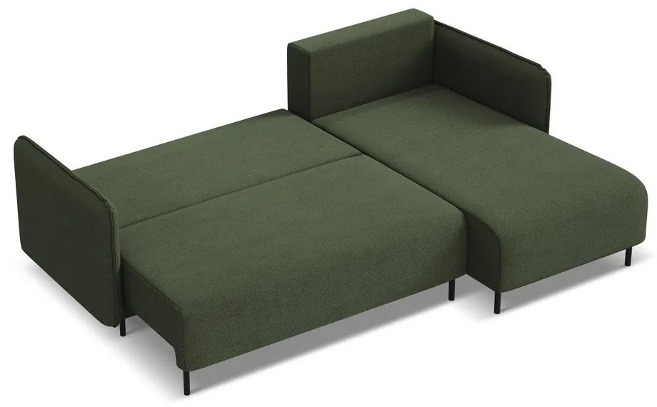 Colțar verde extensibil/cu spațiu de depozitare (cu colț pe partea dreaptă) Luana – Makamii