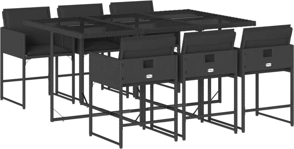 vidaXL Set mobilier de grădină cu perne, 7 piese, negru, poliratan