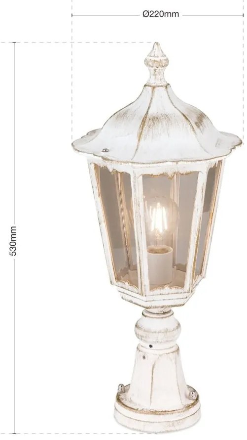 Stalp iluminat exterior stil clasic IP43 H53 Puchberg AL 11K/82503 weiß-gold/rauch OR