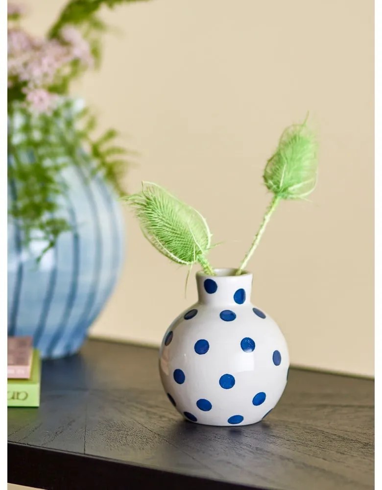 Vază albă din ceramică pictată manual (înălțime 11 cm) Fian – Bloomingville