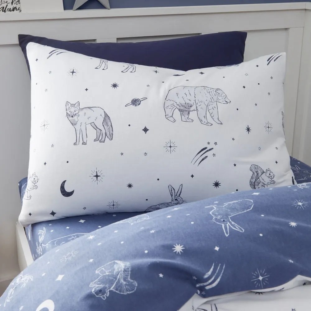 Lenjerie de pat pentru copii din flanelă pentru pat de o persoană 135x200 cm Starlight Animals – Bianca