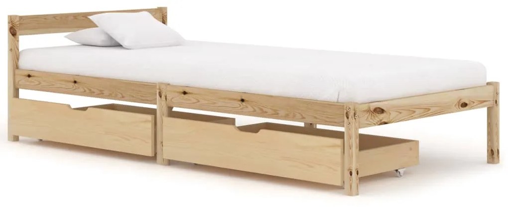 3060328 vidaXL Cadru de pat cu 2 sertare, 100x200 cm, lemn masiv de pin