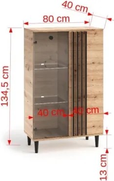 Vitrina, 80x40x134.5 cm, LIVIA 02, ADRK Furniture