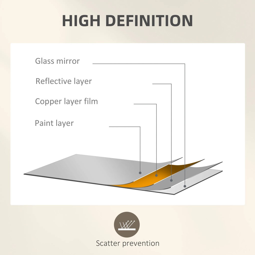 HOMCOM Oglindă de Perete Stil Fereastră Montaj Vertical Orizontal 110x50cm Negru | Aosom Romania