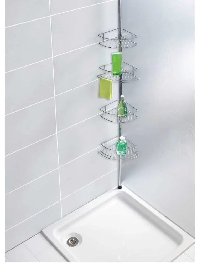 Raft pentru baie argintiu lucios de colț telescopic din oțel inoxidabil Dolcedo – Wenko