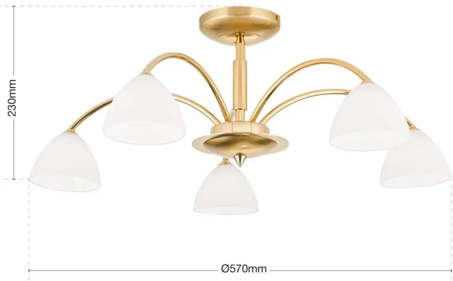 Lustra aplicata 5 brate elegant design modern OPALDESIGN, auriu mat
