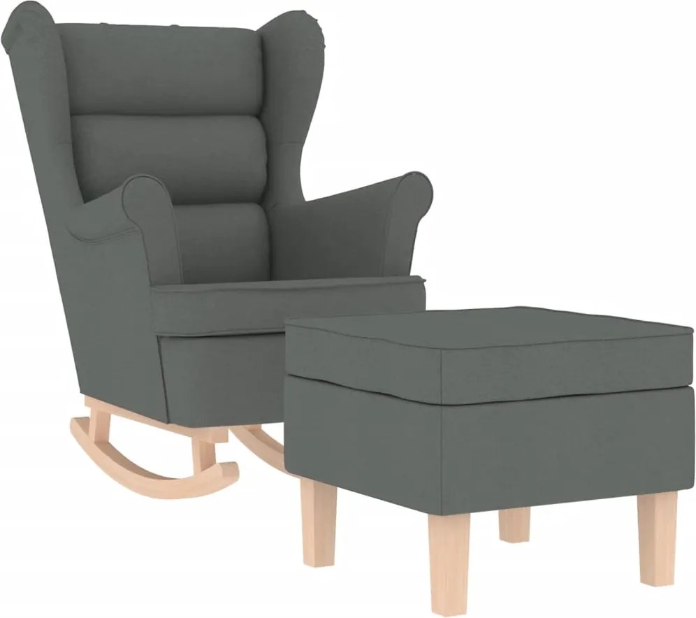vidaXL Scaun balansoar cu taburet, gri închis, textil