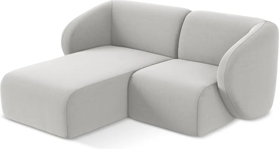 Colțar gri deschis cu tapițerie din catifea (cu colț pe partea stângă/cu șezlong) Lani – Makamii