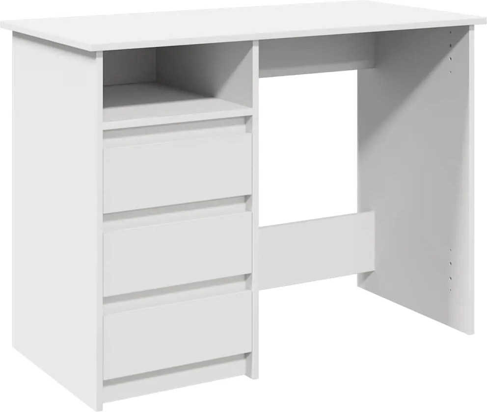 vidaXL Birou, alb, 102x50x75 cm, lemn prelucrat