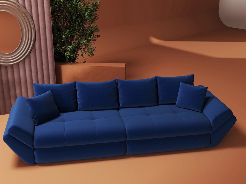 Canapea extensibilă dumonde cu ladă de depozitare si sezut confortabil din spuma high-density, Loana Royal Albastru 300x100 cm