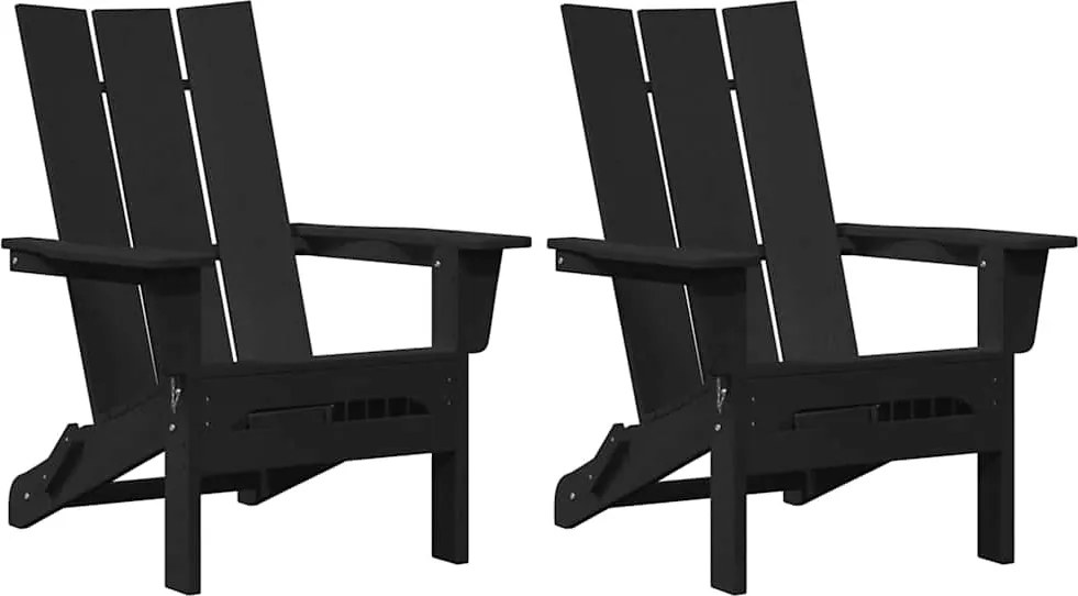 vidaXL Scaun pentru Grădină 2 pcs Negru 80.5 x 74.5 x 92 cm