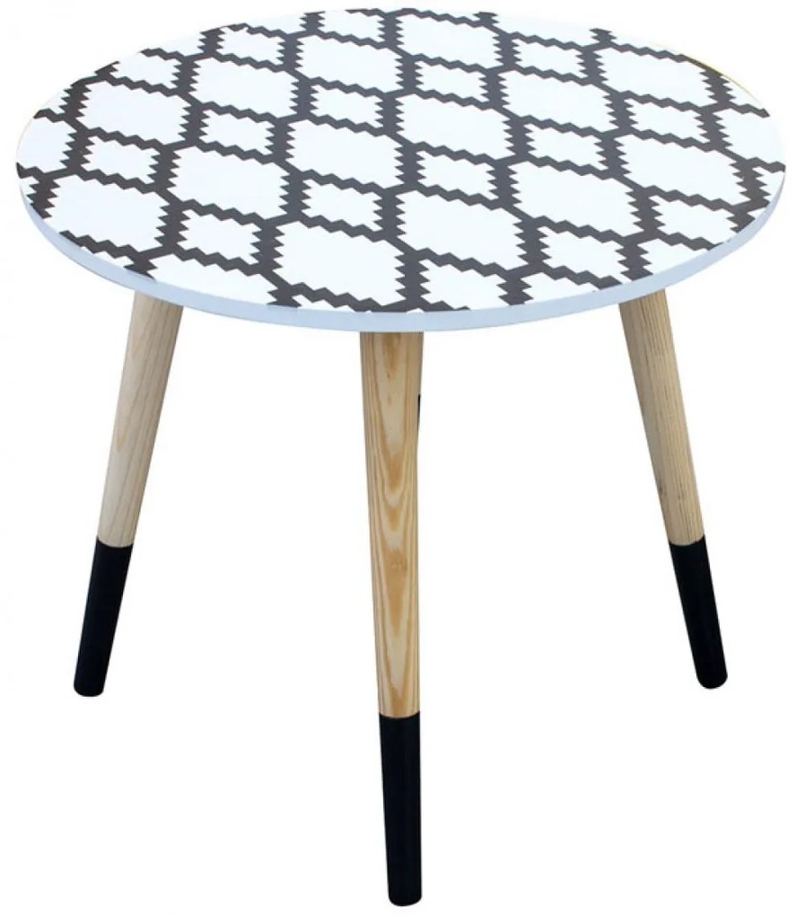 Masuta cafea, set 2 bucati, rotunde, design etno, inaltime 48 cm