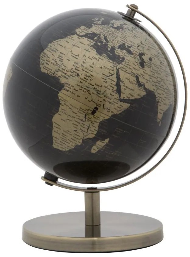 Decoratiune glob negru/bronz din metal, ∅ 20 cm, Globe Mauro Ferretti