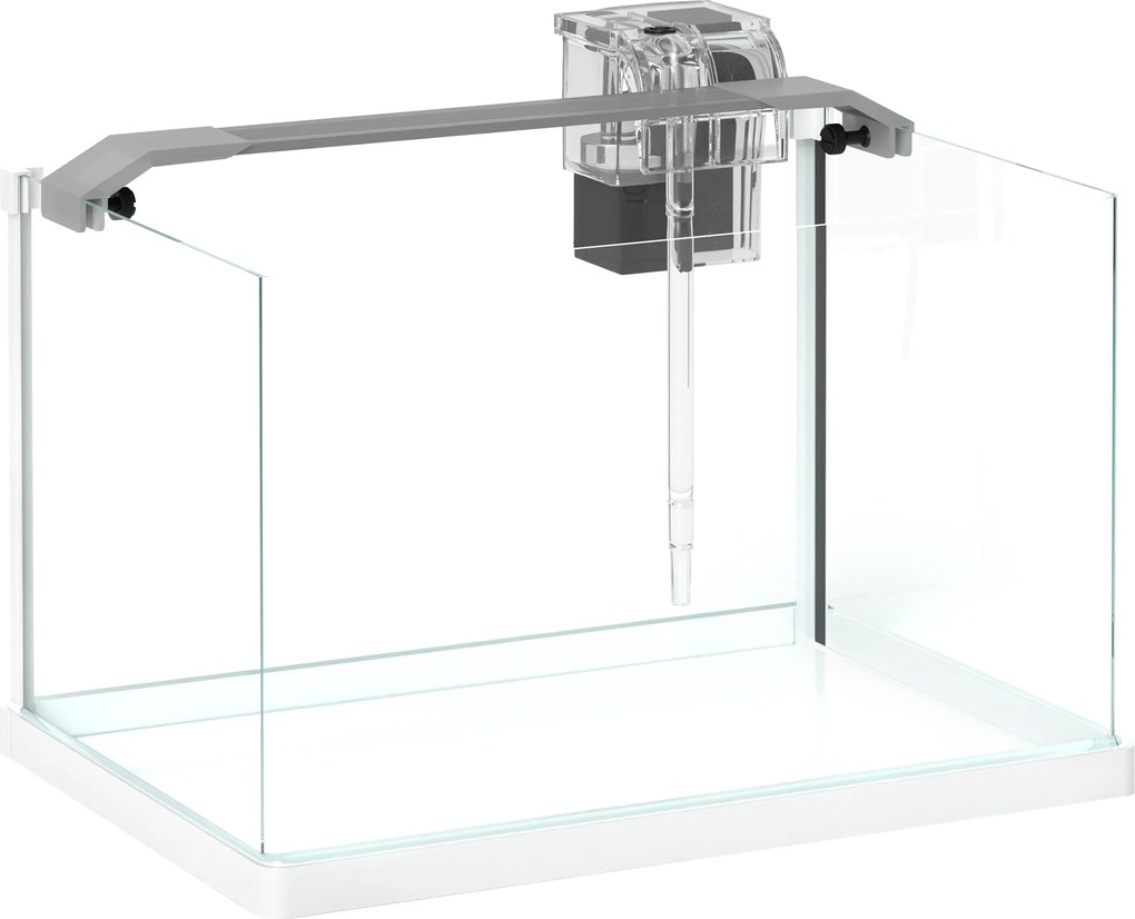 PawHut Acvariu pentru Pești Roșii din Sticlă cu Lumini LED cu Filtru și Pompă de Apă, 38x26x27 cm, Alb | Aosom Romania